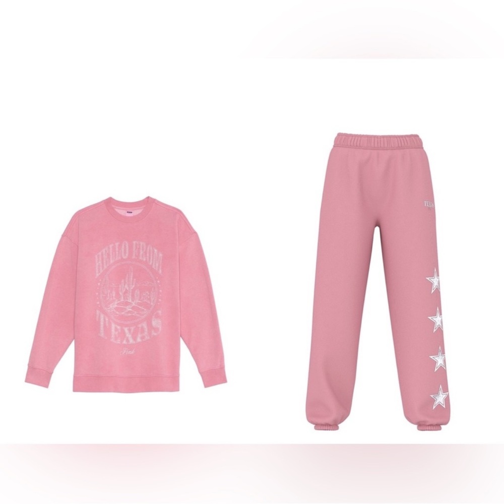 Victoria’s Secret PINK ivy fleece oversized crew sweatshirt & campus sweatpants